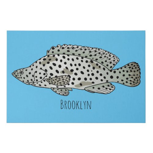 Humpback grouper fish cartoon illustration  faux canvas print