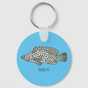 Humpback grouper fish cartoon illustration keychain