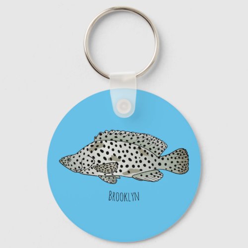 Humpback grouper fish cartoon illustration keychain