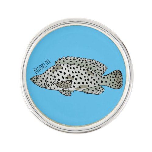Humpback grouper fish cartoon illustration  lapel pin