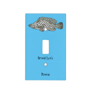 Humpback grouper fish cartoon illustration light switch cover