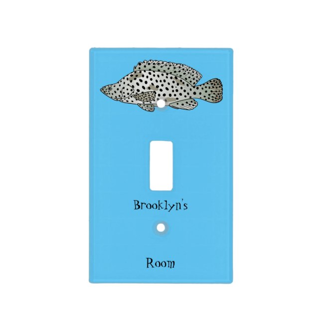 Humpback grouper fish cartoon illustration  light switch cover (Front)