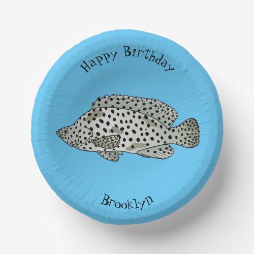 Humpback grouper fish cartoon illustration paper bowls