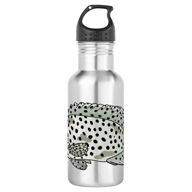 Humpback grouper fish cartoon illustration stainless steel water bottle (Front)