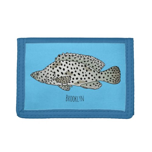 Humpback grouper fish cartoon illustration  trifold wallet