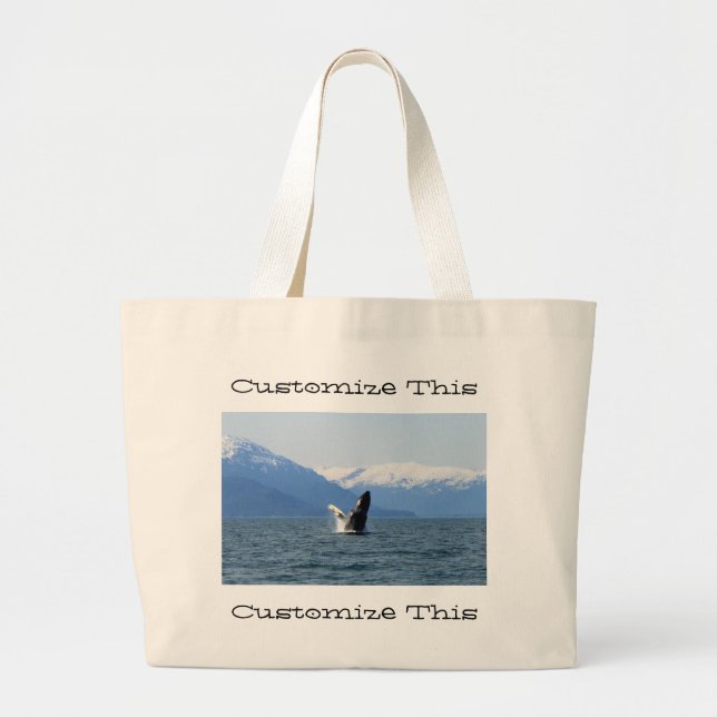 Humpback on the Surface; Customizable Large Tote Bag (Front)