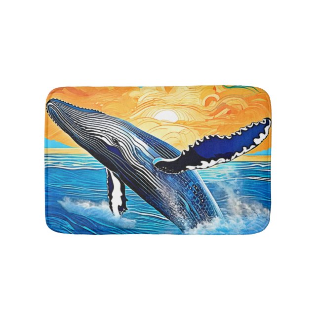 Humpback Sunset Leap Art Bath Mat (Front)
