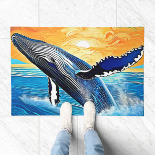 Humpback Sunset Leap Art Doormat