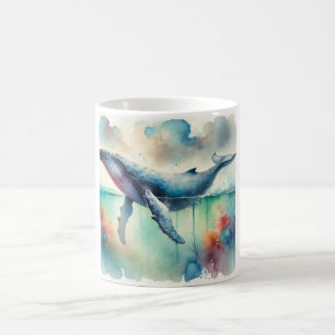 Humpback whale 220824AREF108 - Watercolor Coffee Mug