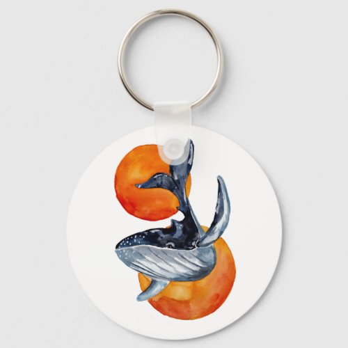 Humpback Whale and Golden Balls Keychain