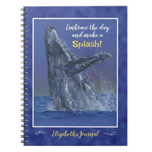 Humpback Whale Art on Deep Blue Background Notebook