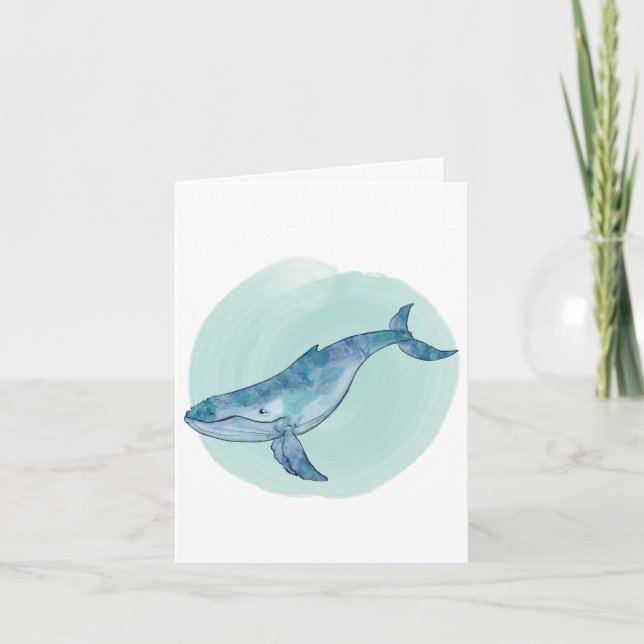 Humpback Whale Blank Card Folded Thank You Card (Front)