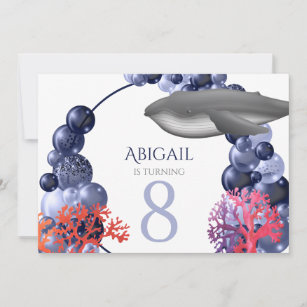 Humpback Whale Blue Balloon Arch Birthday Party Invitation