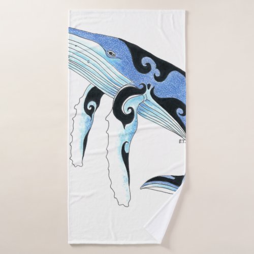 Humpback Whale Blue Spirit Ink Tribal Bath Towel Set