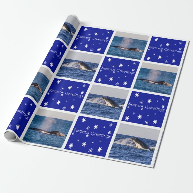 Humpback Whale Breaching Australia Christmas Wrapping Paper (Unrolled)