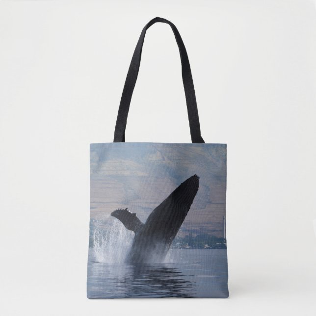 humpback whale breaching tote bag (Front)