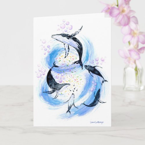 Humpback Whale Bubble Netting Folded Greeting Card