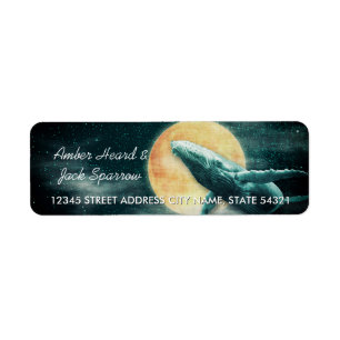 Humpback Whale Flying to The Moon Address Labels