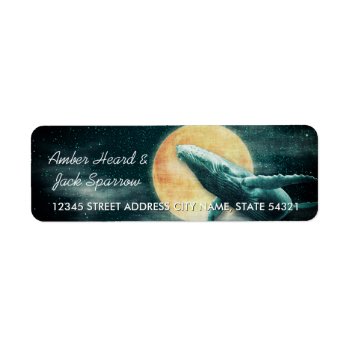 Humpback Whale Flying To The Moon Address Labels by ReadyCardCard at Zazzle
