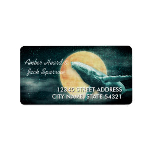 Humpback Whale Flying to The Moon Address Labels