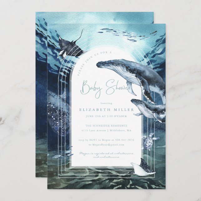 Humpback Whale Ocean Baby Shower Invitation (Front/Back)
