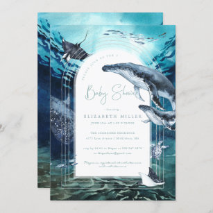 Humpback Whale Ocean Baby Shower Invitation
