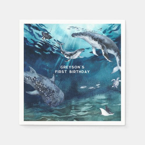 Humpback Whale  Ocean Birthday Party Napkins