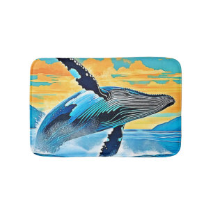 Humpback Whale Ocean Freedom Jump Design Bath Mat