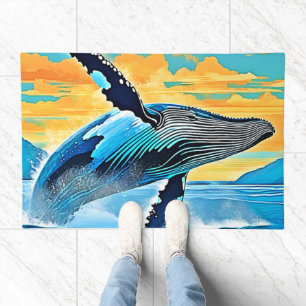 Humpback Whale Ocean Freedom Jump Design Doormat