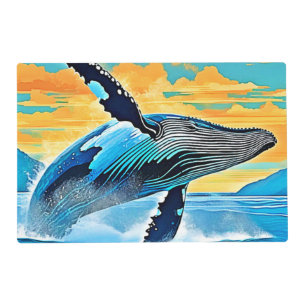 Humpback Whale Ocean Freedom Jump Design Placemat