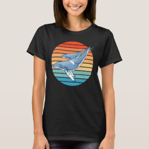 Humpback Whale on Retro Sunset T-Shirt