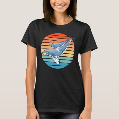 Humpback Whale on Retro Sunset T_Shirt