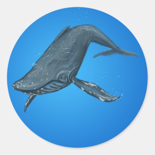 Humpback Whale Painting Classic Round Sticker