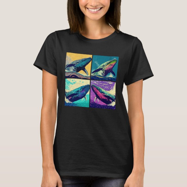 Humpback Whale Pop Illustration Colorful Animal  1 T-Shirt (Front)