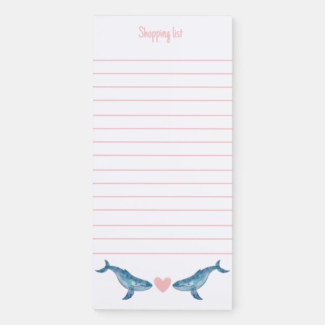Humpback Whale Shopping List Magnetic Notepad (Front)