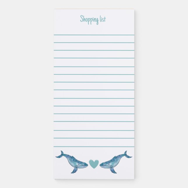 Humpback Whale Shopping List Magnetic Notepad (Front)