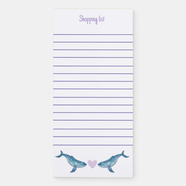 Humpback Whale Shopping List Magnetic Notepad (Front)