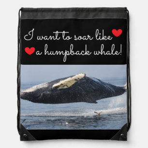 Humpback Whale Soaring Thru the Air! Drawstring Bag