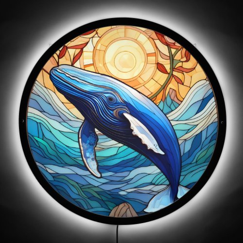 Humpback whale stained glass art