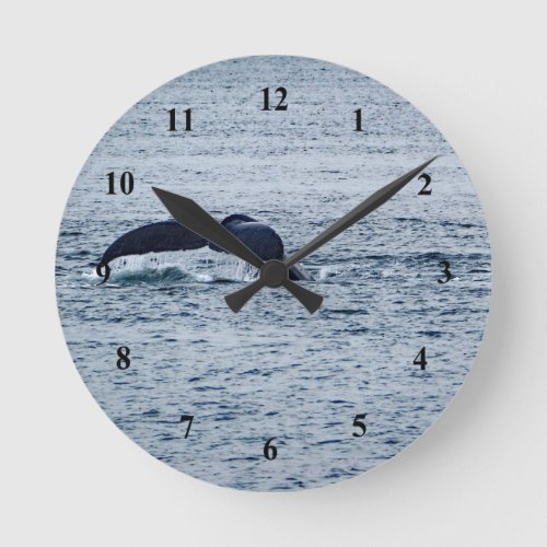Humpback Whale Tail Alaska Photo Round Clock