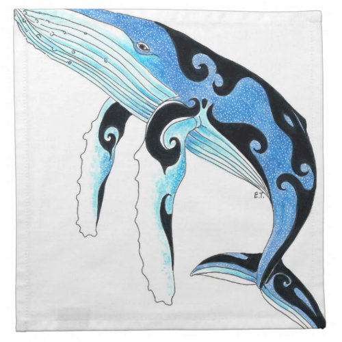 Humpback Whale Tribal Spirit Blue Art Cloth Napkin