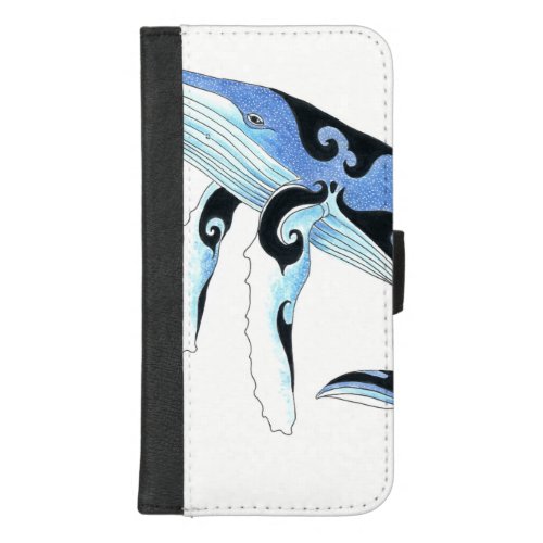 Humpback Whale Tribal Spirit Blue Art iPhone 87 Plus Wallet Case