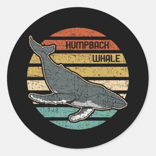 Humpback Whale Vintage Sunset Classic Round Sticker