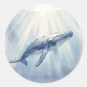 Humpback Whale Watercolor Ocean Classic Round Sticker