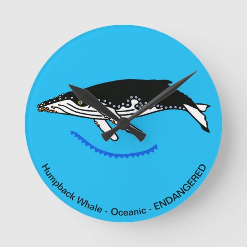 Humpback Whale _Wildlife _ Nature _ Blue Round Clock