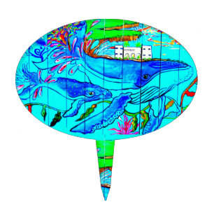 humpback whales cake pick