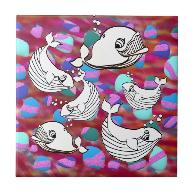  humpback whales ceramic tile (Front)