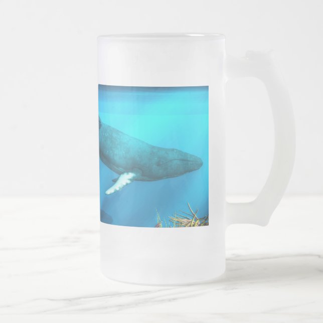 Humpback Whales Frosted Glass Beer Mug (Right)