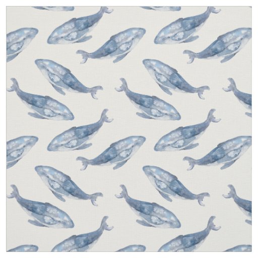 Humpback Whales in Watercolor Fabric