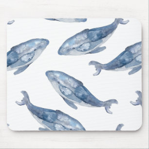 Humpback Whales in Watercolor Mouse Pad